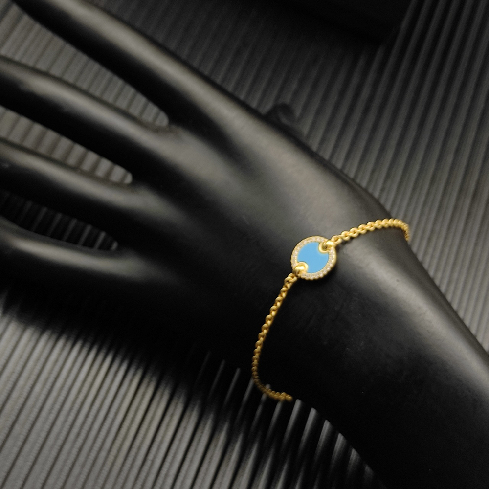 David Yurman Gold Round Turquoise Bracelet with Diamonds - Picture 6 of 6